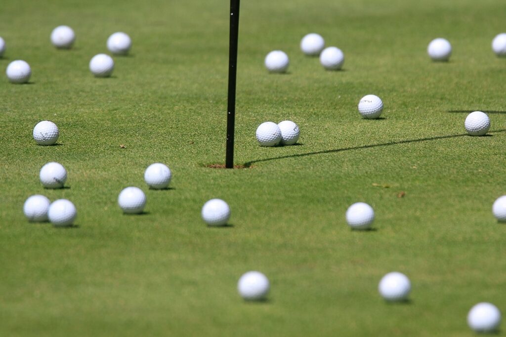 BAD RAGAZ, SWITZERLAND - JULY 05:  practice balls on the range during the second round of the Bad Ragaz PGA Seniors Open played at Golf Club Bad Ragaz on July 5, 2014 in Bad Ragaz, Switzerland.  (Photo by Phil Inglis/Getty Images)
